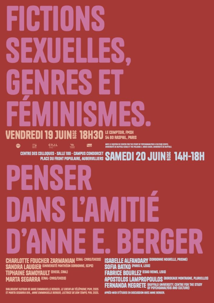 Fictions sexuelles, genres et féminismes. Penser dans l’amitié avec Anne E. Berger - Institut du Genre