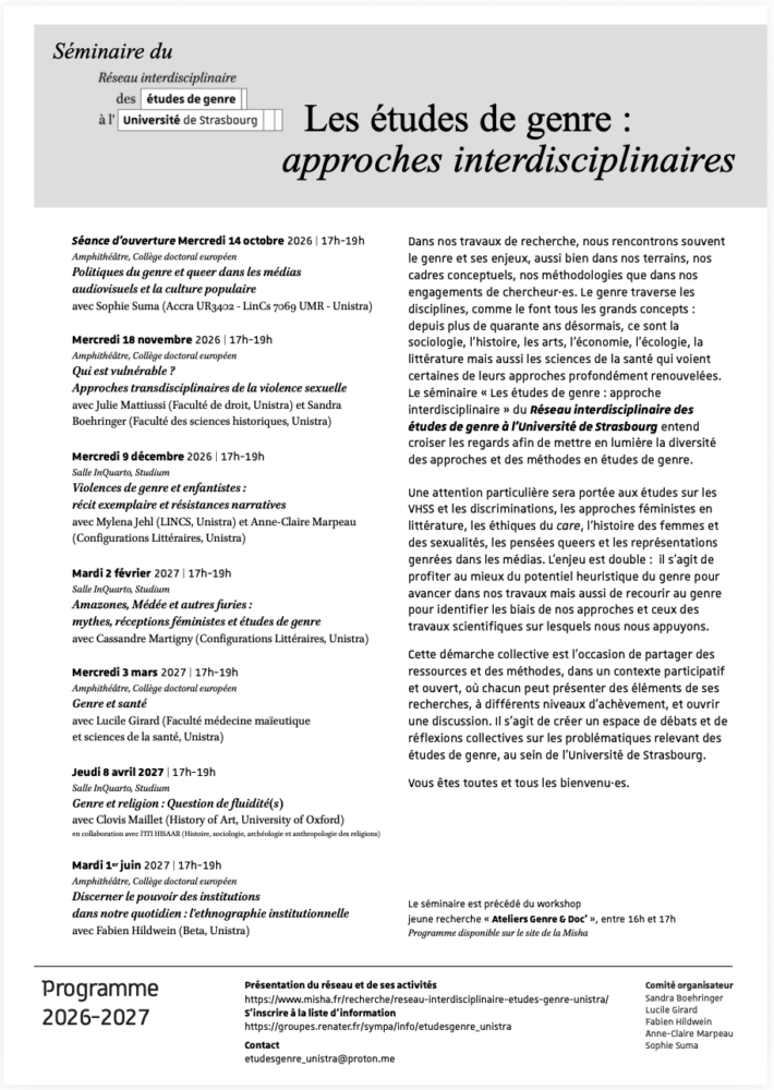 Les études de genre&nbsp;: approches interdisciplinaires - Institut du Genre